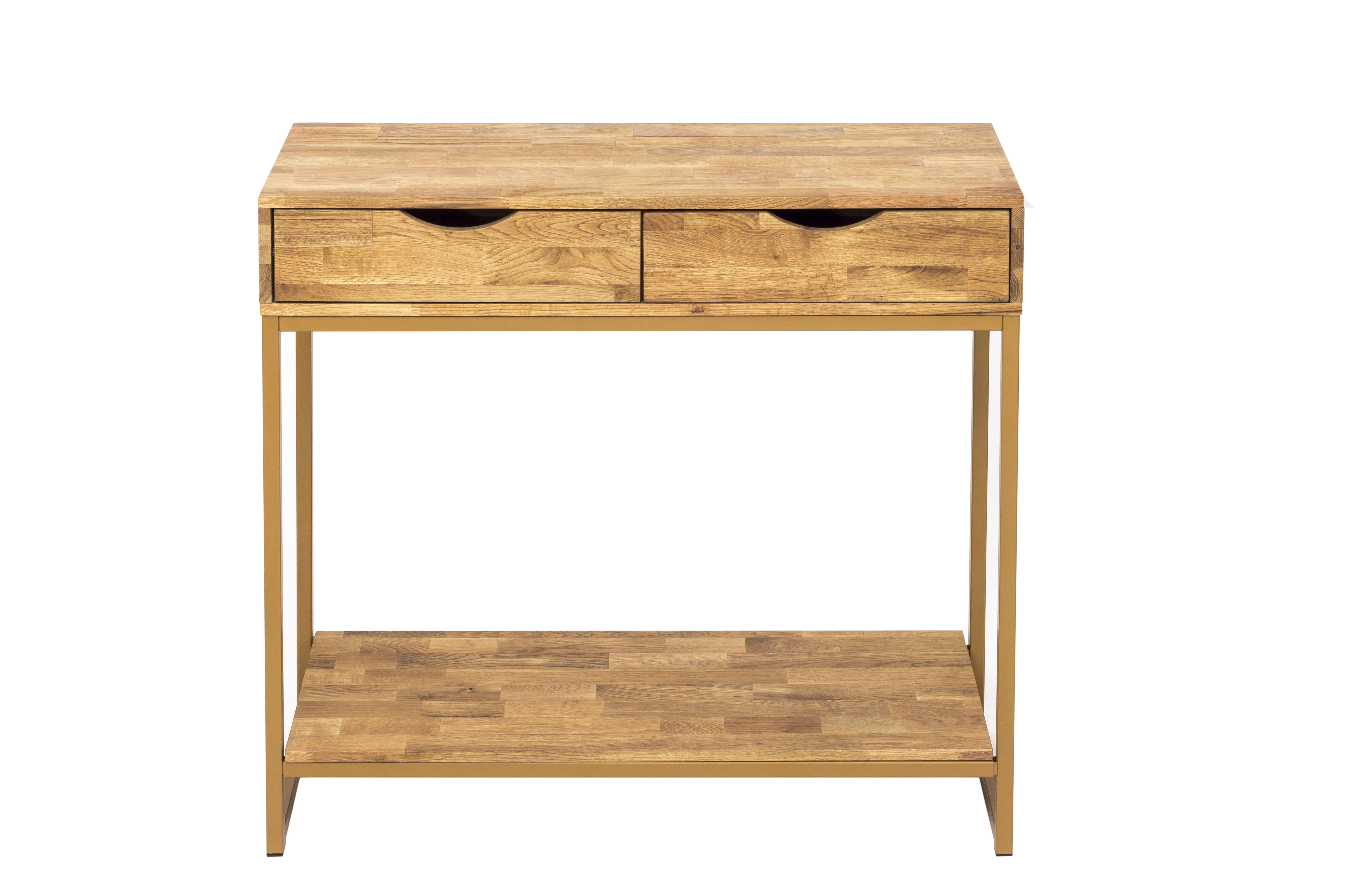 Mirelle Console Table Solid Oak Gold Metal Frame